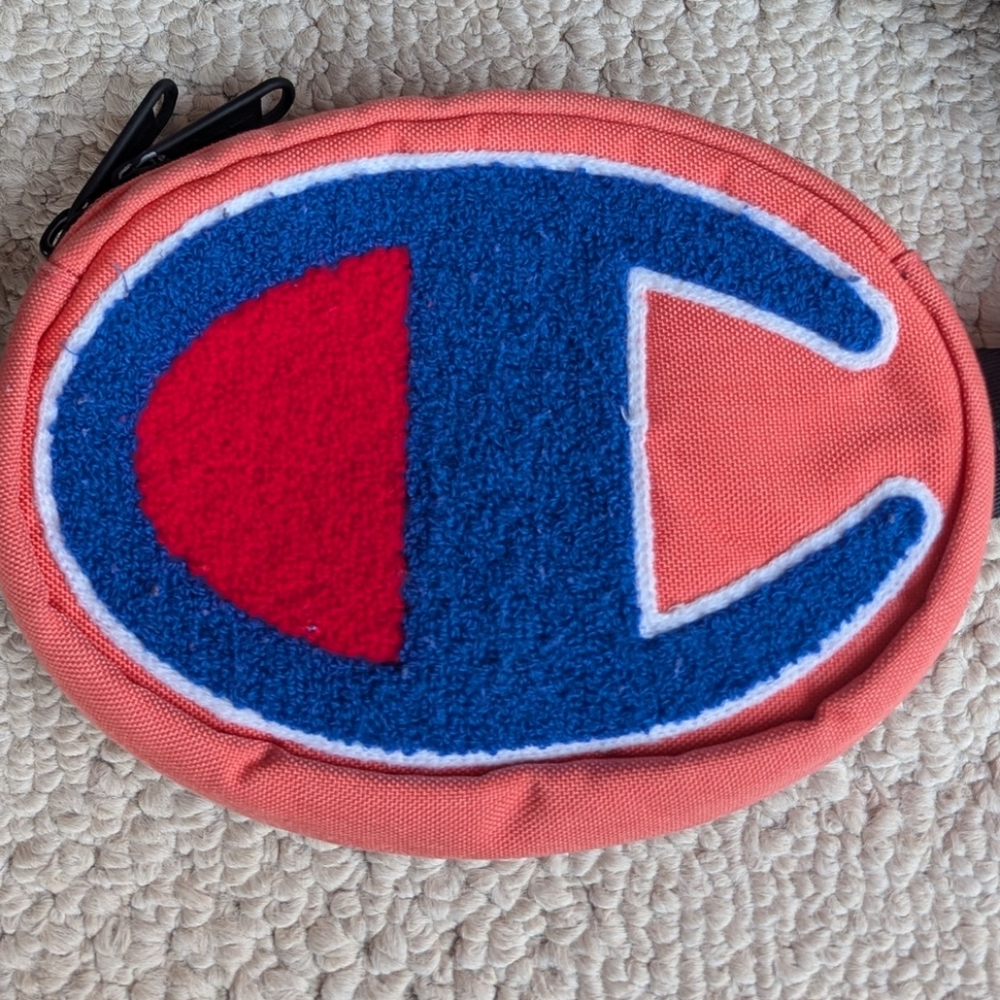 Champion Big Logo Crossbody Bag Fuzzy Coral Fanny Pack